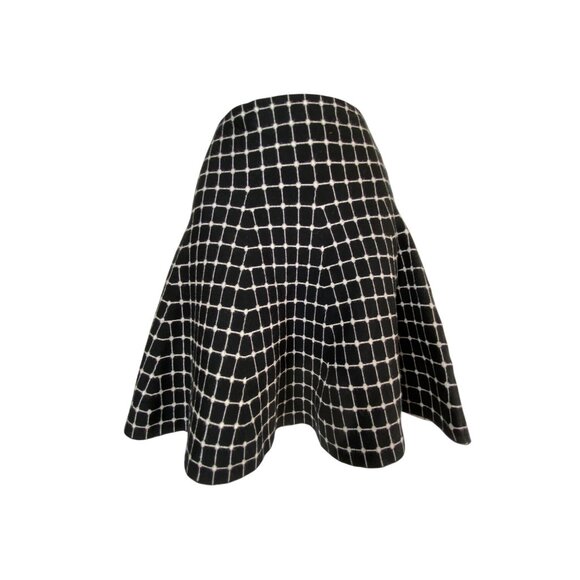 Max Edition Black White Grid A-Line Skirt S/M Modern Classic Knit Punk Flare Y2K - Picture 3 of 7